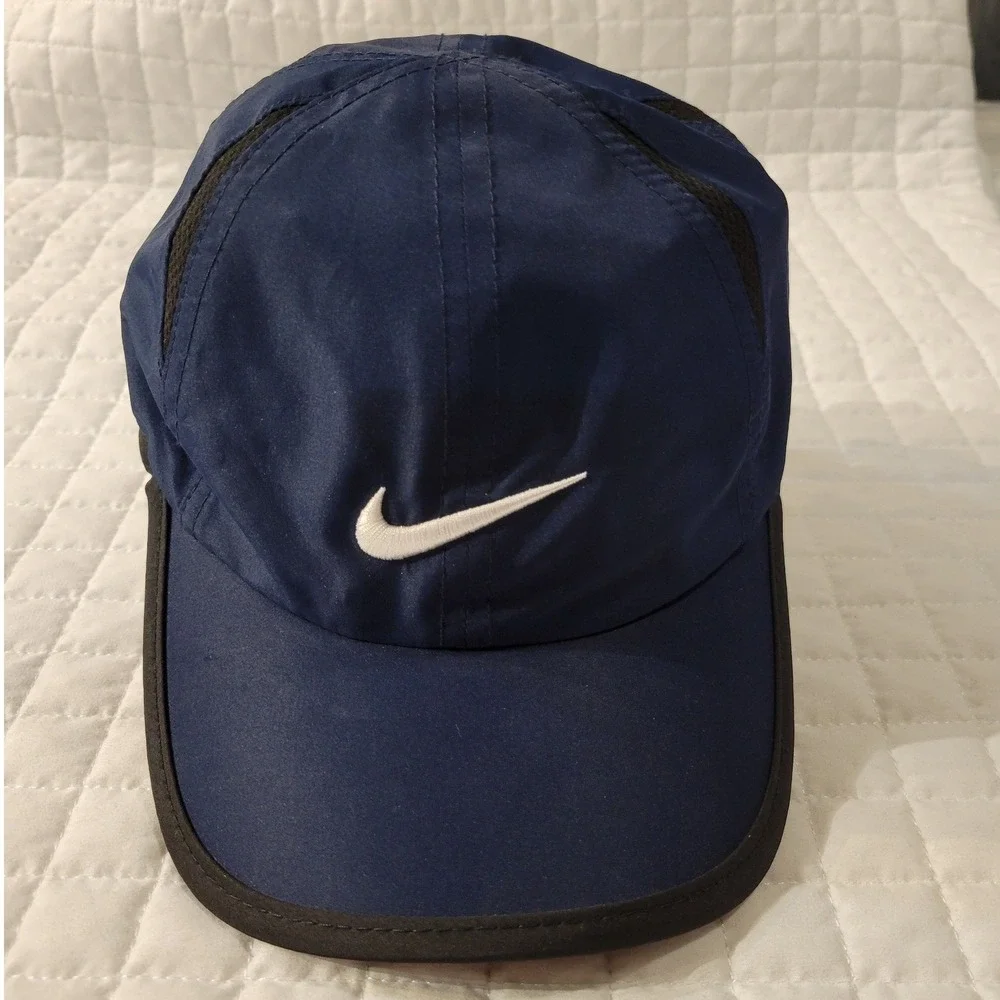 Nike Dri-FIT Featherlight Youth Kids Baseball Cap Navy Blue Black Running Hat